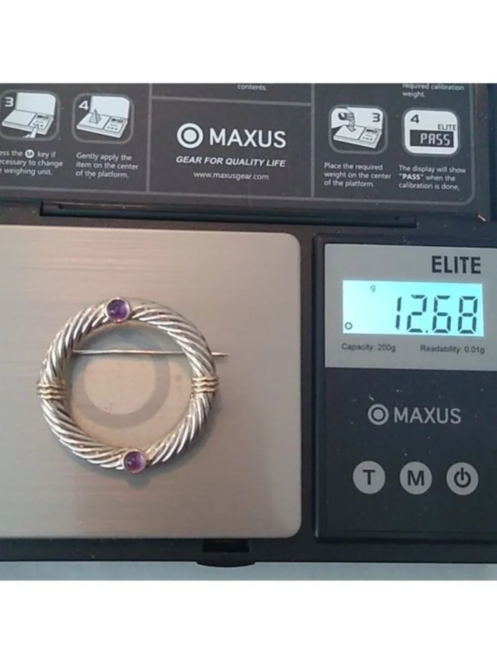 Cable Classic 925 + 14k W/ Amethyst Brooch